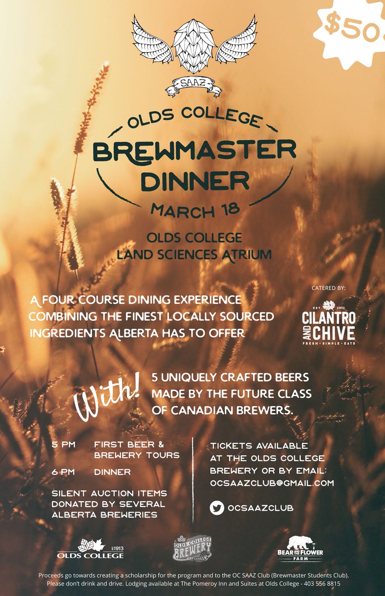 OcSaazClub's tweet photo. Tickets  for our student beer, brewmaster dinner available  next week at the brewery.@OCBrewmaster @BearFlowerFarm 

https://t.co/tabo2kMkP7 https://t.co/WXS9NCj2WJ