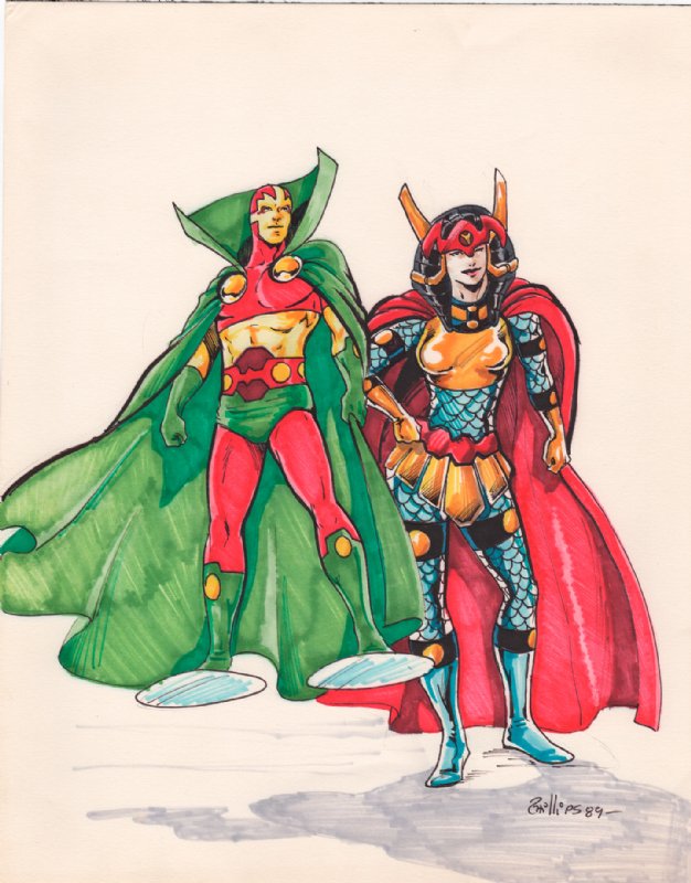 Mr Miracle and Big Barda pen &amp; ink commission by Joe Phillips. From the private collection of Chuck Arnold #NewGods #BigBarda #MisterMiracle