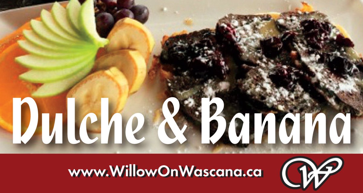 Brunch it up SUNDAY10:30-2:30. Stylin' Dulche &amp; Banana-Dark choc banana bread French tst, dulche de leche, cherry compote #YQR #Supportlocal