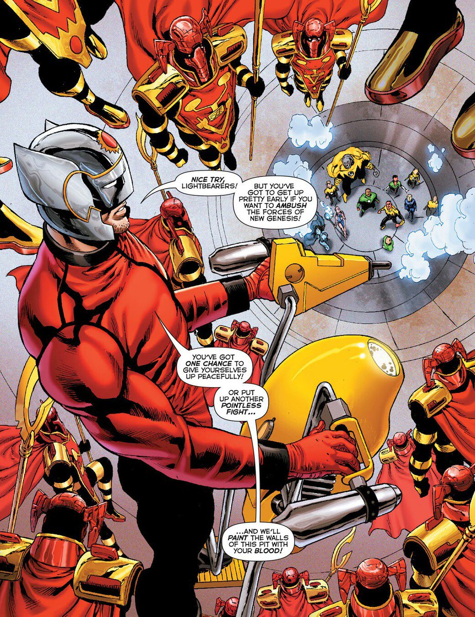 @NewGenesisGods Honor Guard &amp; I attack the Green &amp; Yellow Lantern Corps as they teleported into our trap;after betrayal by the Indigo Tribe.