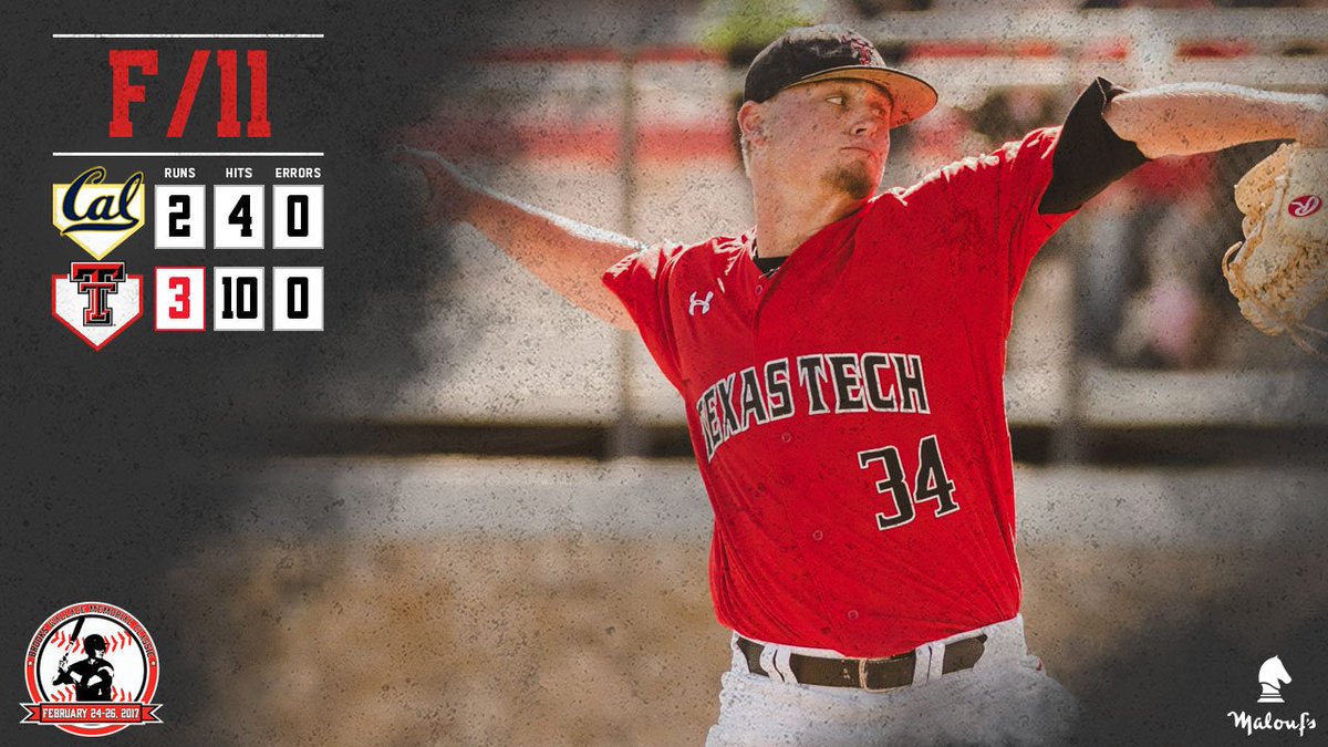 TTU_Baseball's tweet photo. 🔔 Red Raiders Win! 🔔
Berglund hits a single &amp; No. 11 #TexasTech takes down Cal, 3-2, in the second game of Saturday's doubleheader! #WreckEm https://t.co/aunQ5yYxpH