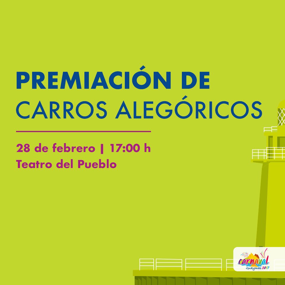 GuaymasCarnaval's tweet photo. ¡Te esperamos HOY en el TEATRO DEL PUEBLO para la premiación de carros alegóricos!
#LaTradiciónNosUne https://t.co/jOohsZF65S