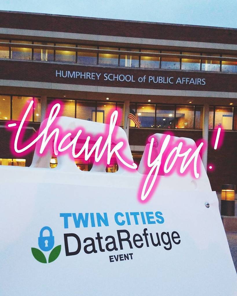 umnlib's tweet photo. Thank you @DataRefuge & everyone who joined us for #DataRescueTC! #umnproud #DataRescue #D⦠https://t.co/TSMPIdLhEV https://t.co/u06VfqCZYw
