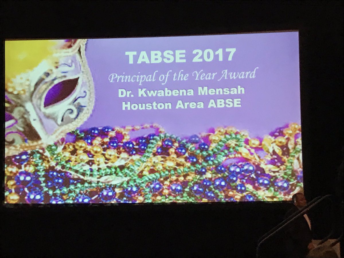 tchill_'s tweet image. Congratulations @DrKwabena, TABSE Principal of the Year!! #TABSE2017. @PME_Katyisd