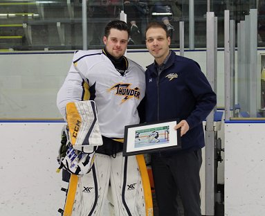 MHKY: IT'S SENIORS DAY!! Congrats #9 Colin Minardi &amp; #1 Joel Wilson on a successful Thunder Hockey career! #ThunderPride #slowclap
