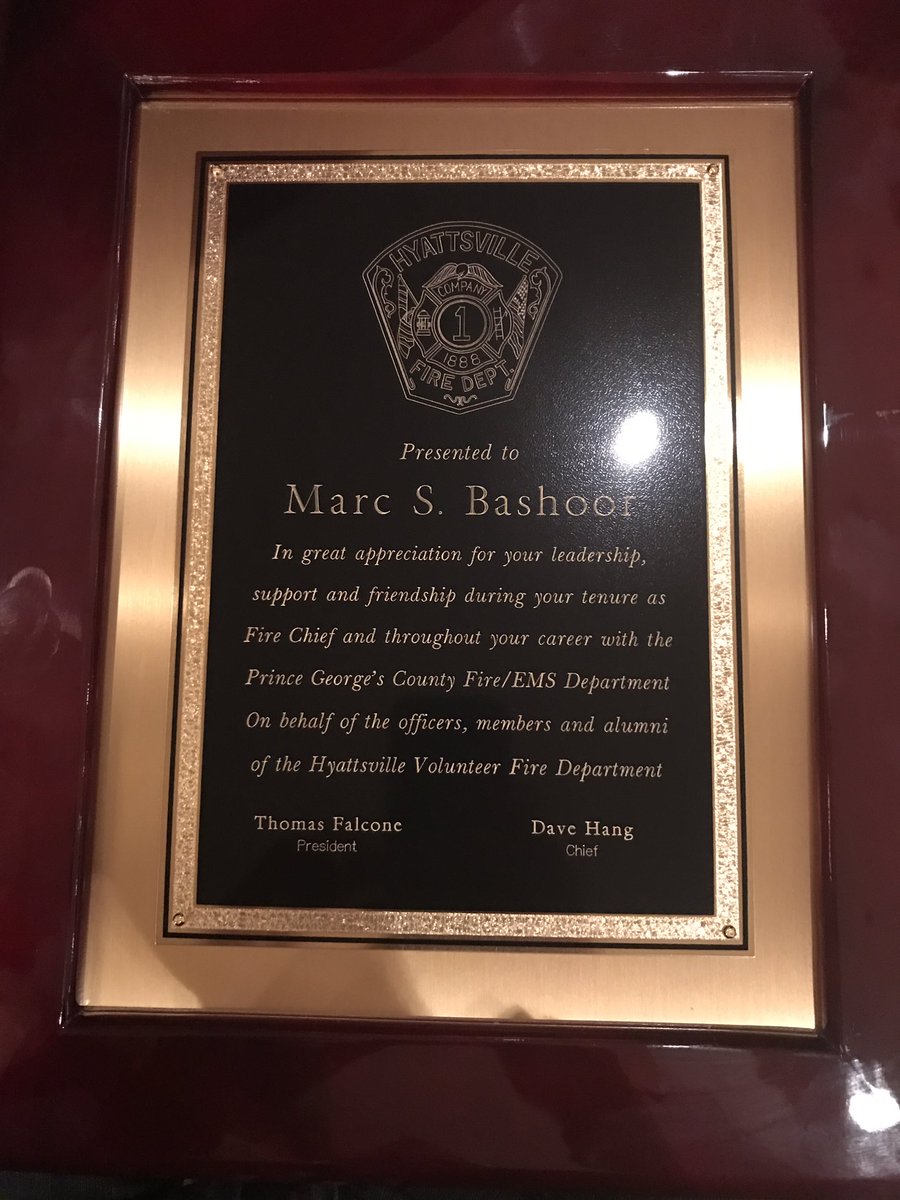 Attending final event as Chief <a href="/HyattsvilleVFD/">Hyattsville VFD</a> &amp; <a href="/HyattsvilleMD/">City of Hyattsville</a> banquet - Thx for the recognition - over 175 banquets as Chief... I'm ready!
