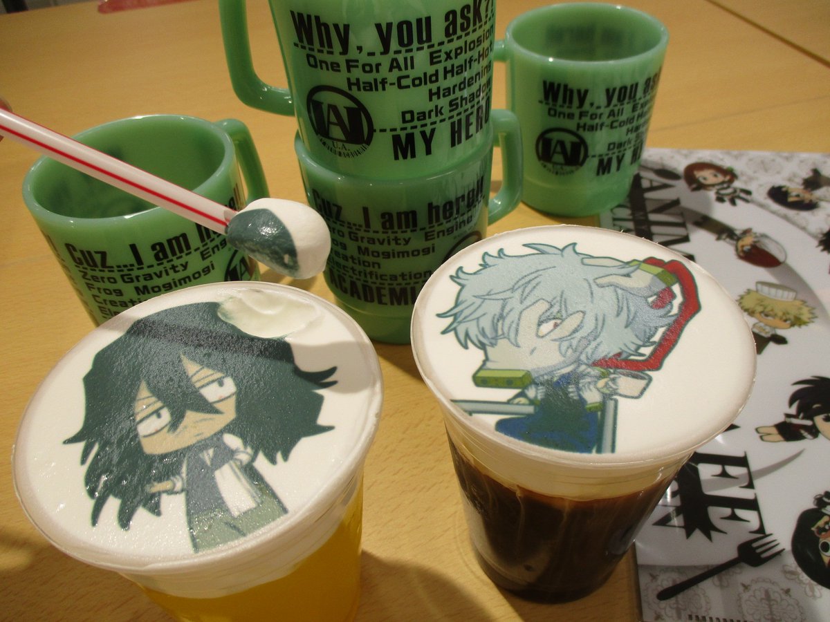 アニメイト吉祥寺パルコ 彡営業中 V Twitter カフェ 本日のグラッテは 僕のヒーロー アカデミア より死柄木弔 相澤消太ッ カフェ限定グッズのオススメはスタッキングマグ 英語で決め台詞などが書かれているキチ アニメイトでお買い物のあとは カフェで