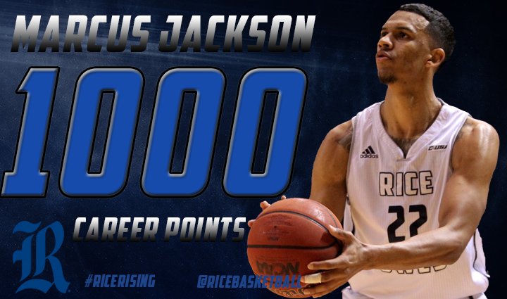 With that three-pointer, Marcus Jackson became the 35th player in school history to score 1,000 career points #RiceRising