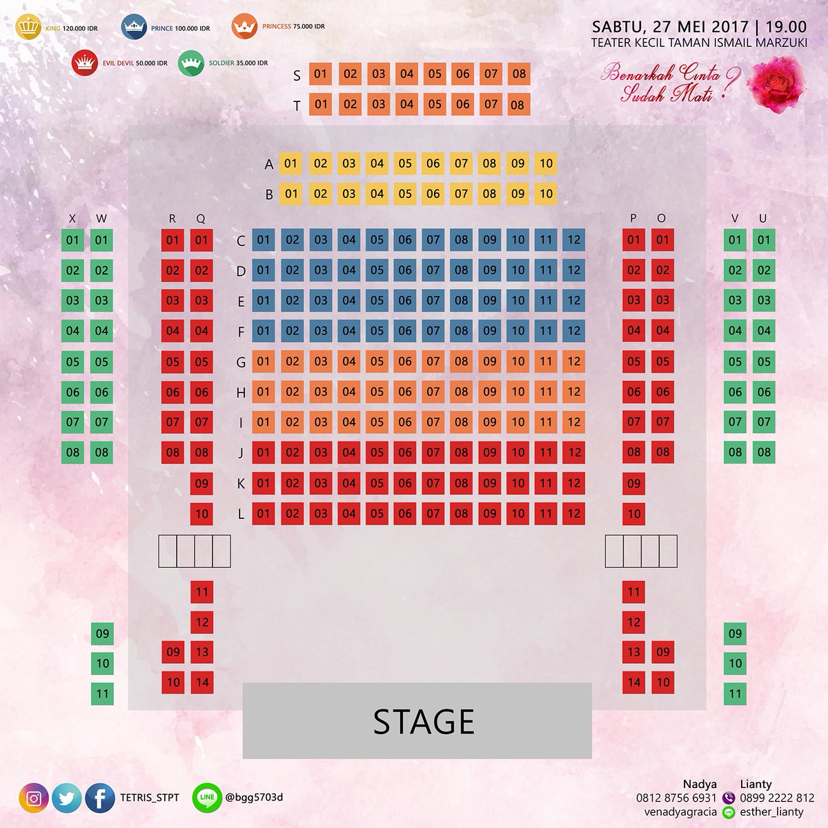Seatplan untuk Sabtu, 27 Mei 2017... ayoo pesan tiket sebelum kehabisan! ☺️