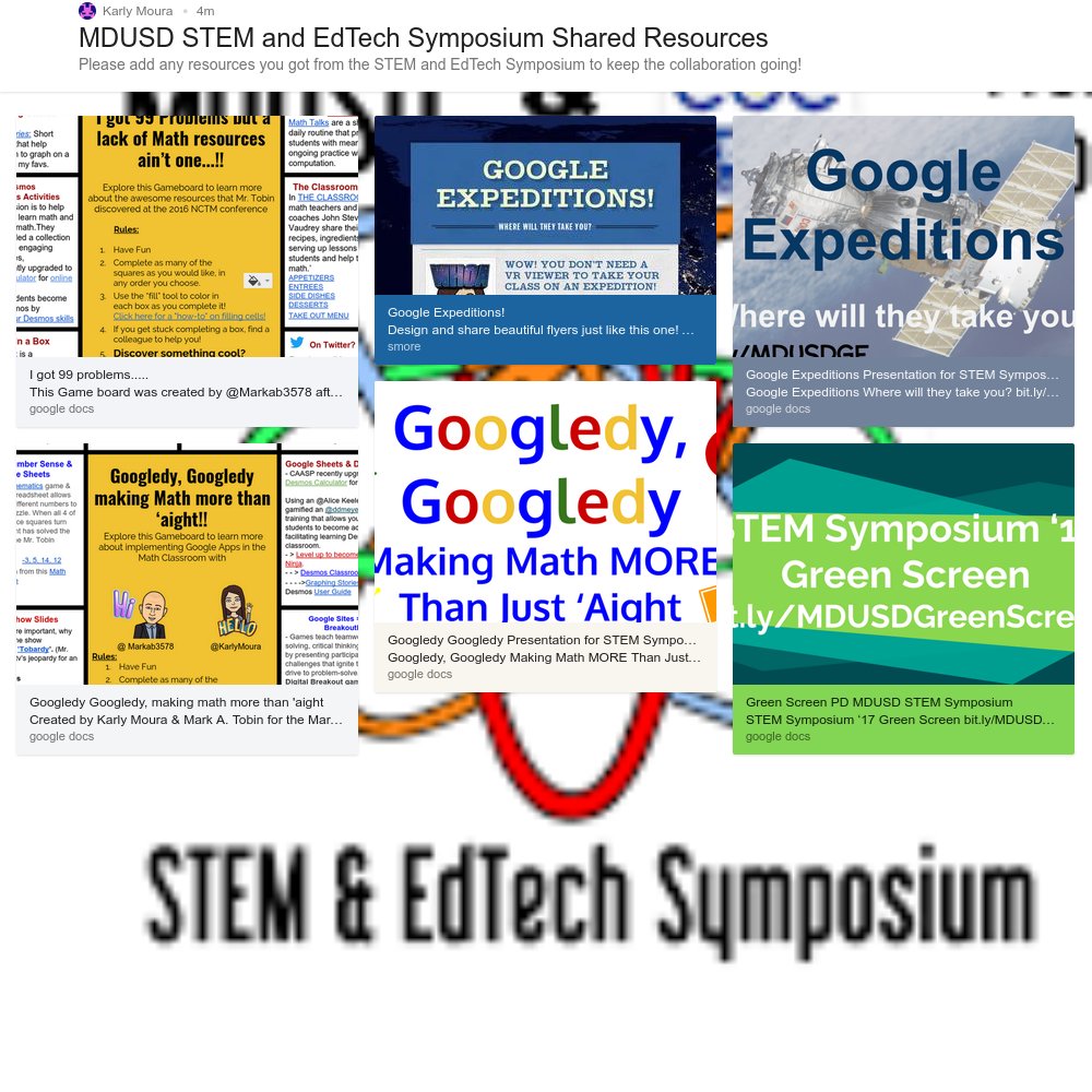 Hey #STEM17 attendees! Let's keep the collaboration going. Share any resources you snagged today on this padlet! padlet.com/mourakd/whh9bz…