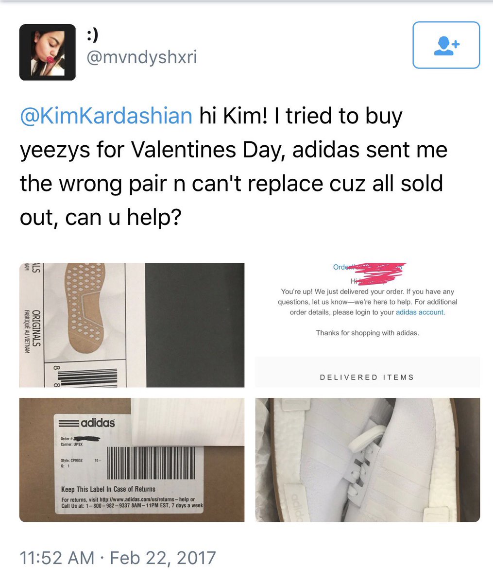LeandroQuezada's tweet photo. @KimKardashian My gf got me a pair of blk/red yeezys for vday and adidas sent a pair of nmd and don't want to send the right pair.Can u help https://t.co/0ZaRKIZ3bB