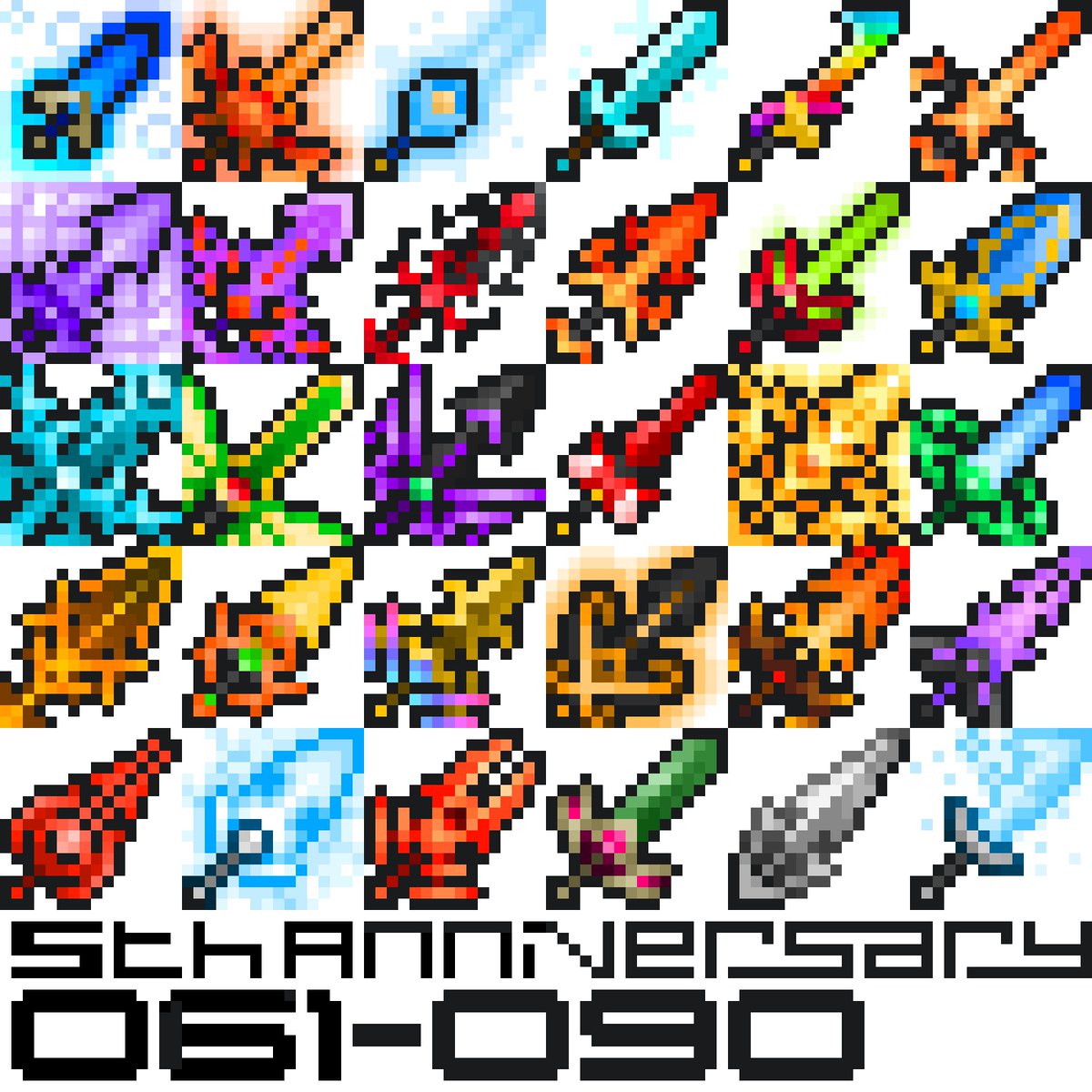 Vxl Out Of The Blue ボルテックスイーグル Twitterissa 8bitpainter Pixelart ドット絵 Icobo5周年 自作マイクラ剣 自作マイクラ剣 Spread My Edge World 61 90本目までリメイク 別物になってたり似てたりしてる奴があるのは多分元がワケわかんなくて