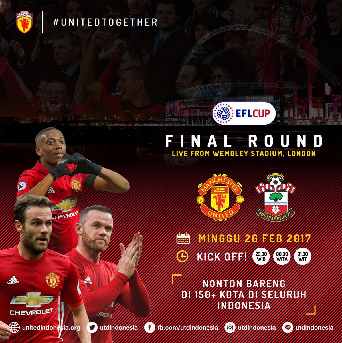 coolnotesix's tweet photo. Tonight, #EFLcupFinal Manchester United against Southampton! K.O 23.30 wib. Live only on SupersoccerTV. @my_supersoccer #mufc https://t.co/4oHnEh66yB
