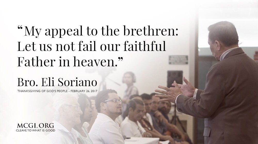 mcgidotorg's tweet photo. "My appeal to the brethren: Let us not fail our faithful Father in heaven." - @BroEliSoriano https://t.co/pNpPJHOplJ