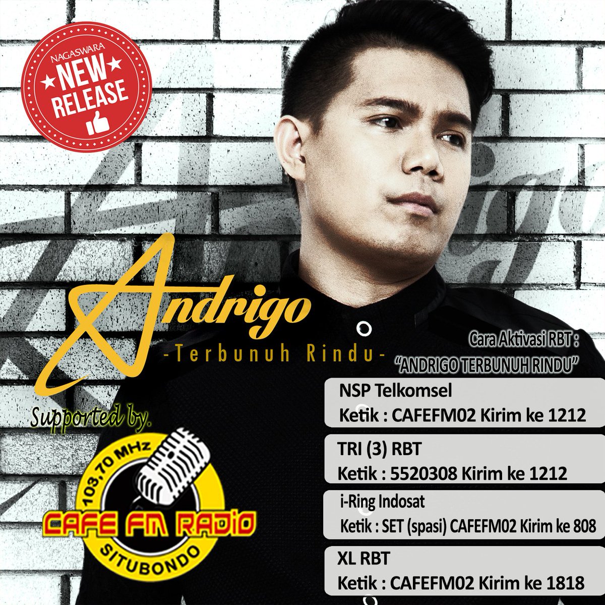 CafeFMSit's tweet photo. #DIPUTAR #TOPPOP1 #JawaracafetopHits @andrigo_box TERBUNUH RINDU #TopHitscafe cc. @NAGASWARA_ID @ekhothea MD @HendraHardiy https://t.co/rakRfJflwT