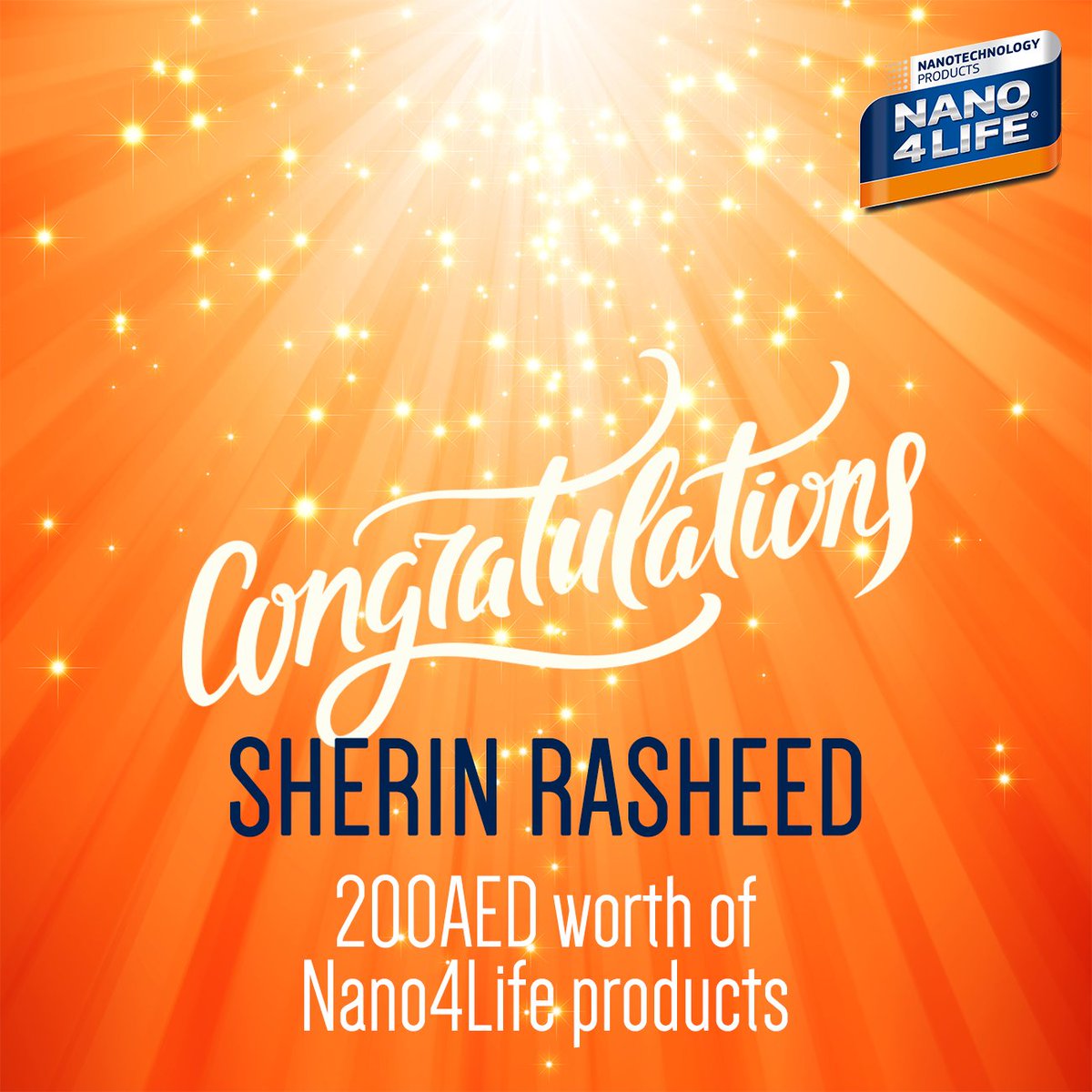 Nano4LifeUAE's tweet photo. Congratulations to Sherin Rasheed for winning 200AED worth of Nano4life products!
#Nano4Life https://t.co/L3m6roNIKa