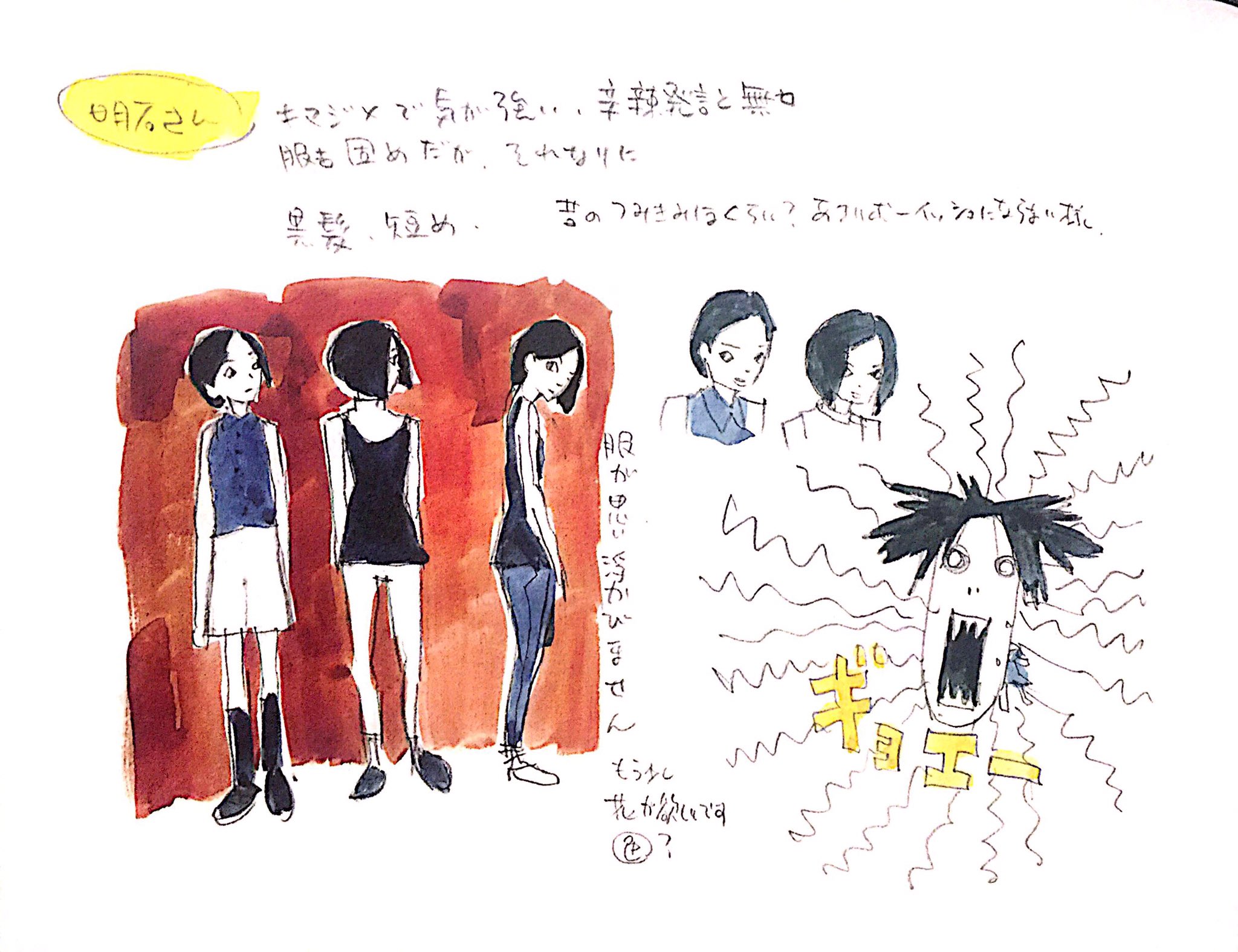中野 湯浅政明大全 Sketchbook For Animation Projects T Co Qeozm7vevh 四畳半神話大系の明石さん 初期デザインはこんな感じだったらしい 完成形はモデルの山口尚美さんのイメージだと聞いたことがあるが 若い頃のつみきみほかー T Co