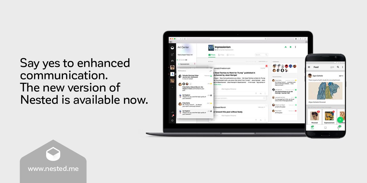 nestedme's tweet photo. ⭐️NEW⭐️: hybrid #emailing &amp; #instantmessaging all in 1 ➕ impeccably #fresh #interface &amp; new features such as customizable #notifications https://t.co/eM29bdzL8J