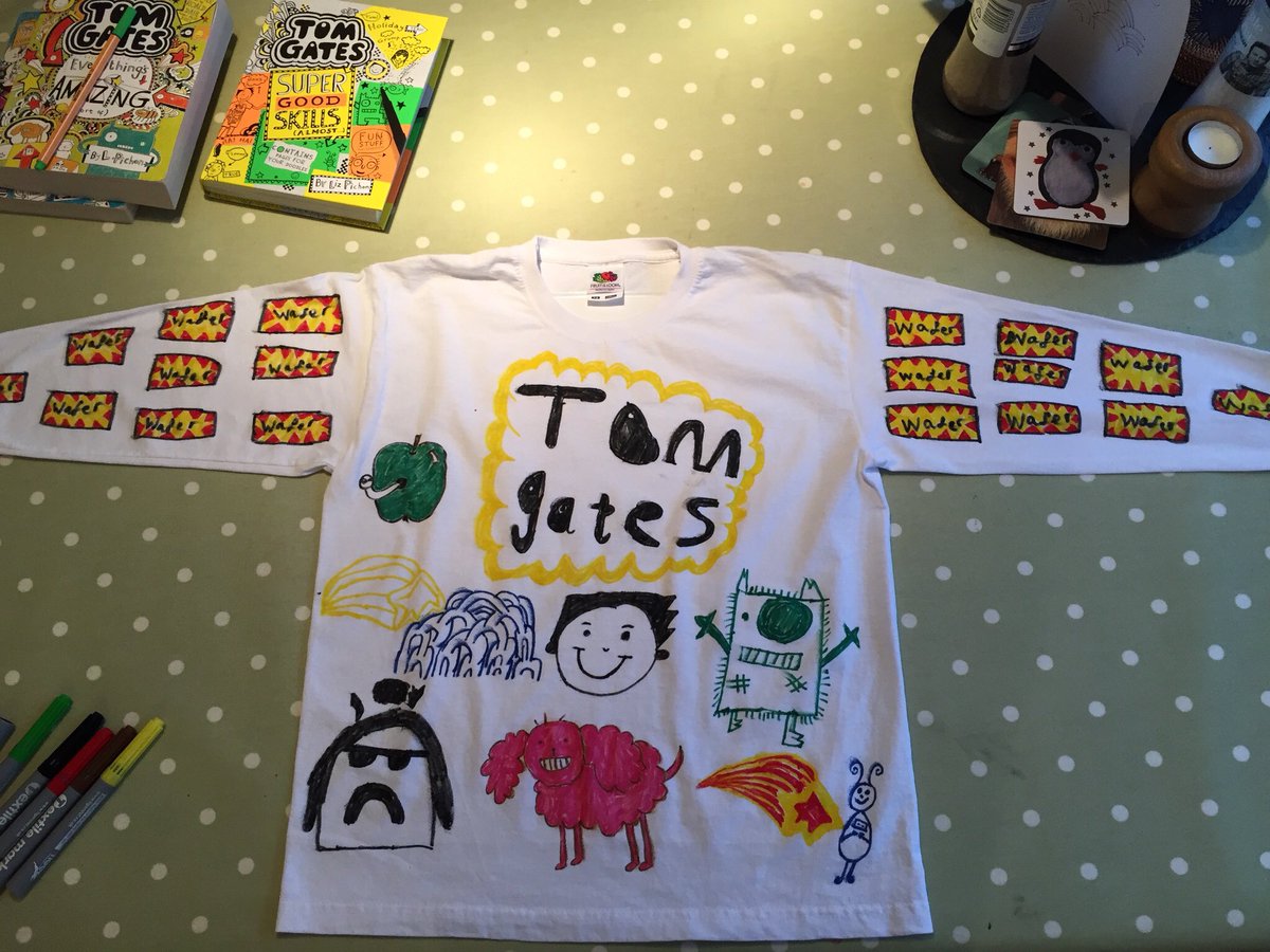 SHSEnglish_'s tweet photo. My 7 yr old loved designing his top for #WorldBookDay. Thanks @LizPichon for inspiring so many young readers. 📚 https://t.co/R5WvHlrep4