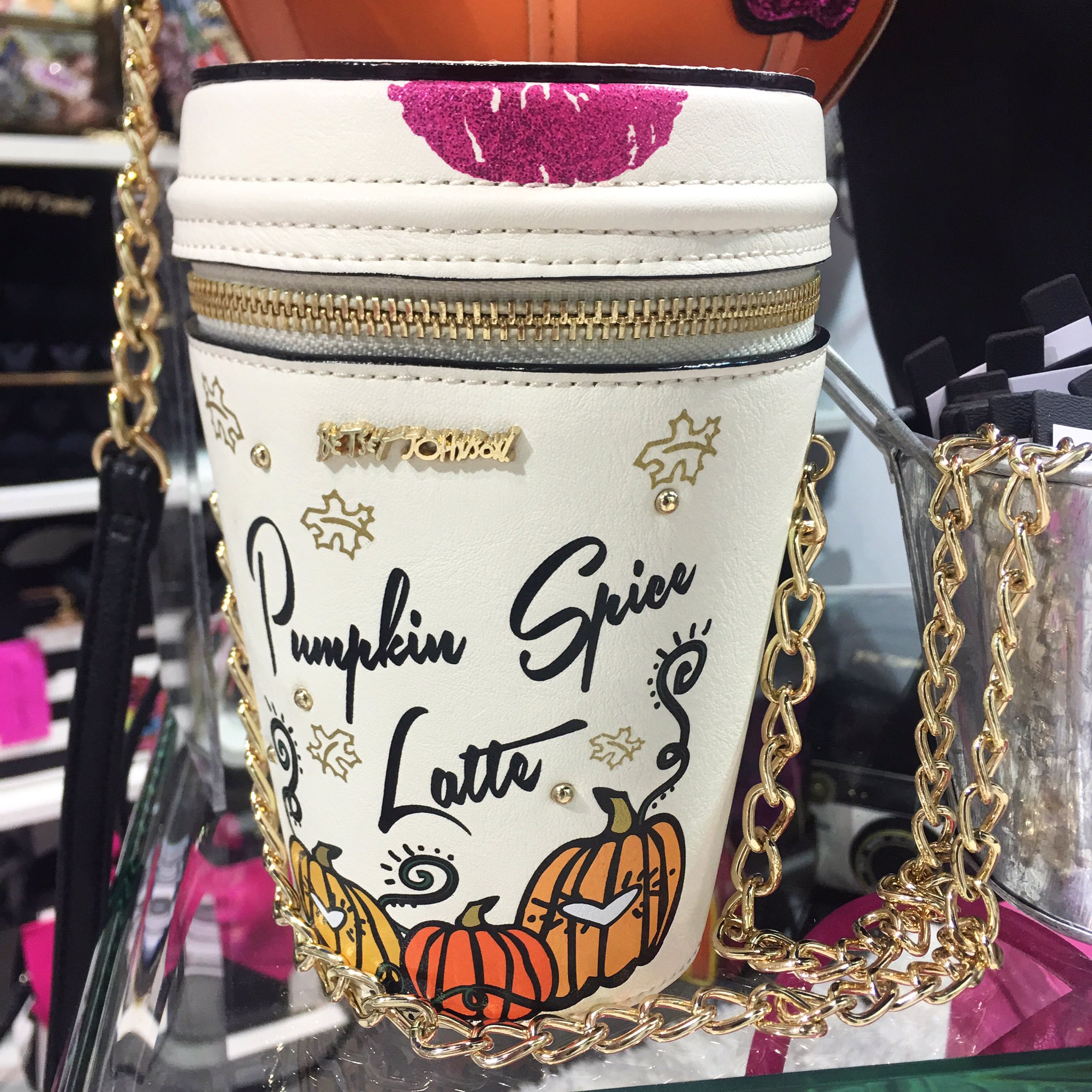 betsey johnson pumpkin spice latte purse