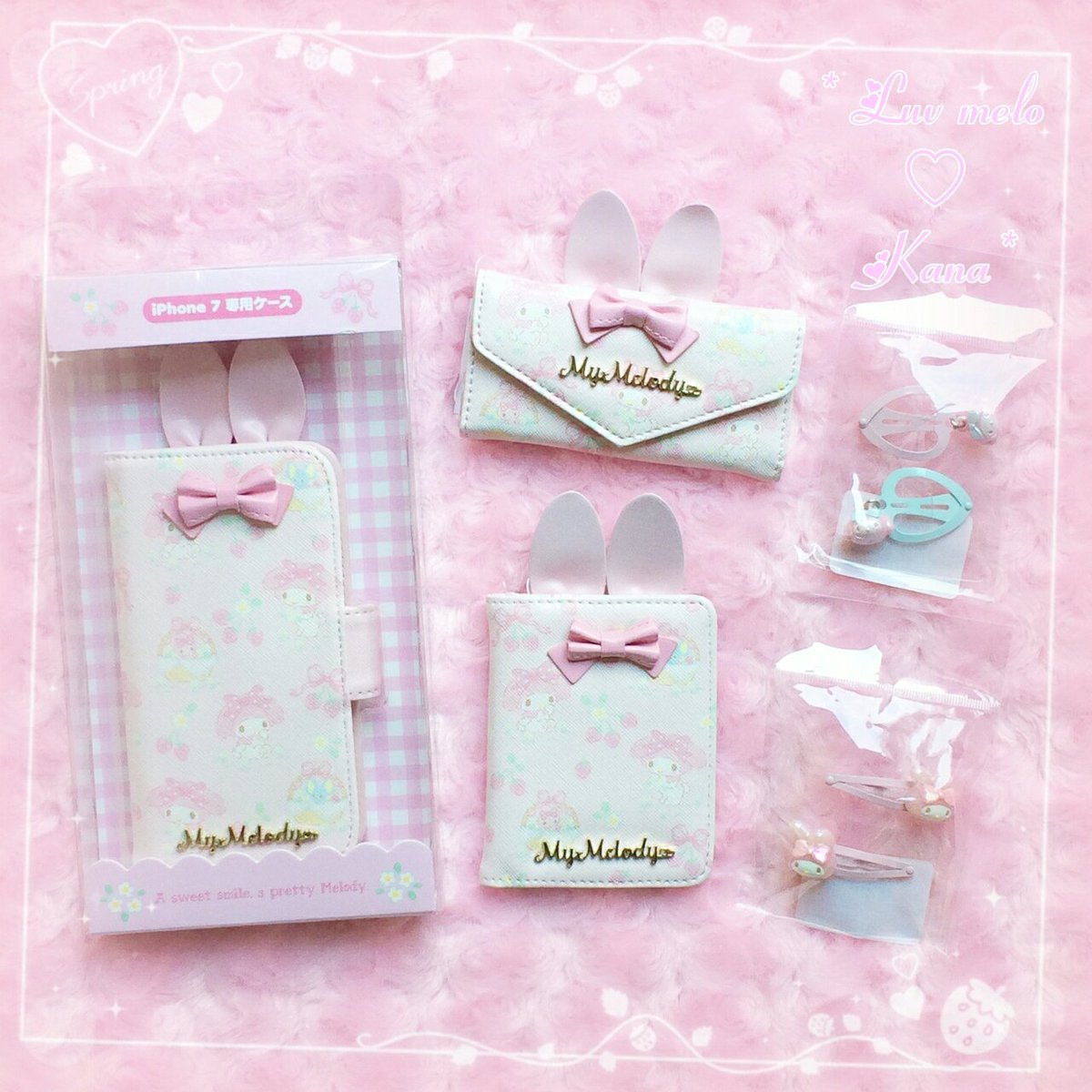 Kanaめろ 少しずつ復活 ﾟ Twitter પર マイメロ サンリオ購入品 ﾟ 耳付きiphone7ケース 耳付きキーケース 耳付きパスケース ジュエル風スリーピン ヘアピン パール風スリーピン ヘアピン
