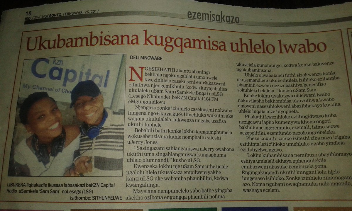 nkabinde_lsg's tweet photo. Positive remarks written on @isolezweNews page 18 today. @Alexmthiyane thank you as I continue to climb all the way up. https://t.co/rcbYsILHwx