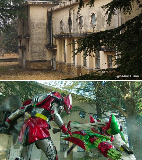 かみひらぁ 鎧武外伝 仮面ライダー斬月 戦極凌馬らが育てられた沢芽児童保育院 敷地内は立入禁止なので外から見える所を 小雨が降っていたんですがロケ時も雨上がりだし鬱蒼とした雰囲気で良かった 門には梅の花が象られている 鎖は無いよ 他にも かみひらぁ 鎧武外伝 仮面ライダー斬月 戦極凌馬らが育てられた沢芽児童保育院 敷地内は立入禁止なので外から見える所を 小雨が降っていたんですがロケ時も雨上がりだし鬱蒼とした雰囲気で良かった 門には梅の花が象られている 鎖は無いよ 他にも