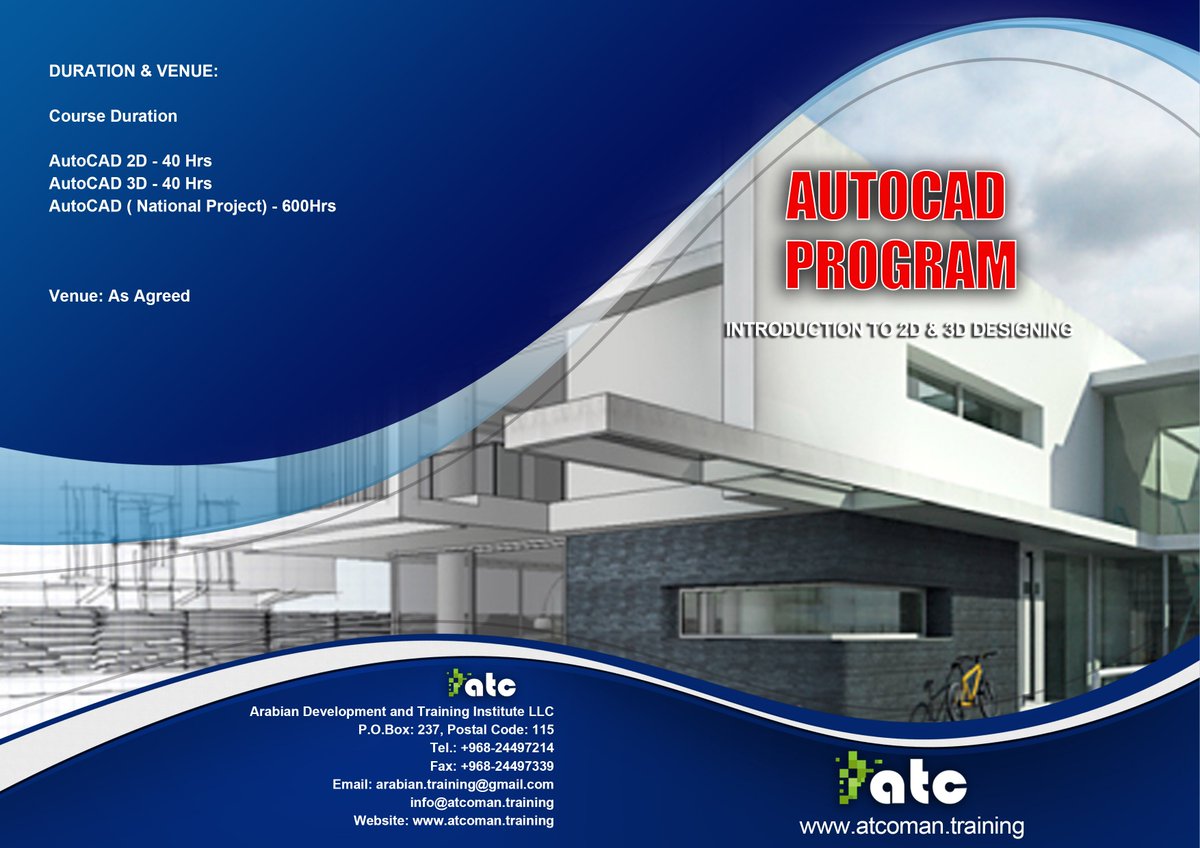 ATC_Oman's tweet photo. #autocad #2D #3D enroll today and get a discount on your fees! #education #training
visit https://t.co/JO1igU3tGC for more details https://t.co/4nyZ0tdAFK