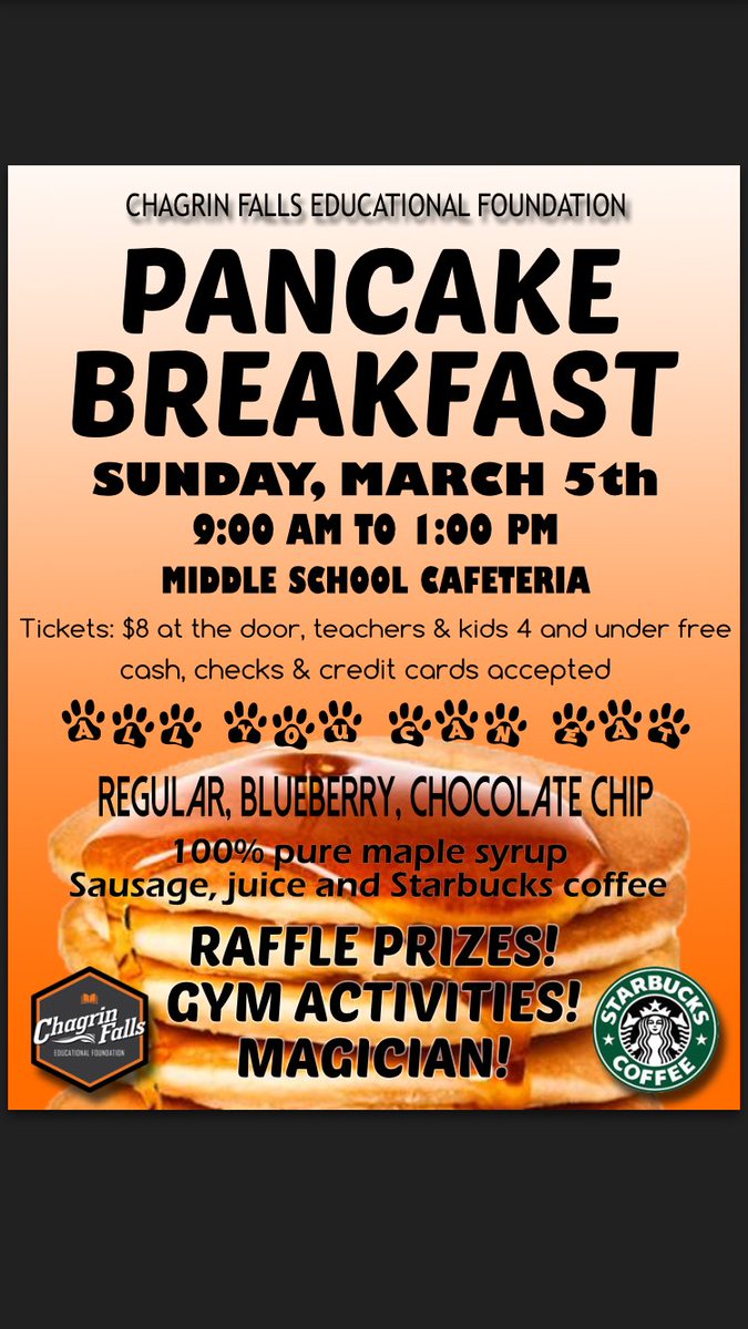 Come support the Ed Foundation next Sunday, March 5th from 9-1 at the annual Pancake Breakfast!