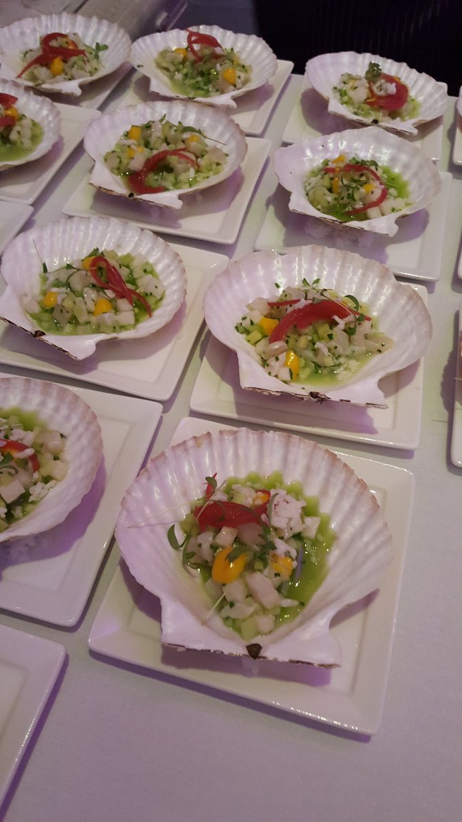 condreayvr's tweet photo. Scallop poke, cucumber, jicama, meyer lemon, pickles onion paired with Clos du Soleil Pinot Blanc 2015 @HawksworthRest #VanMagBOTC https://t.co/Vm8V1xq6rE