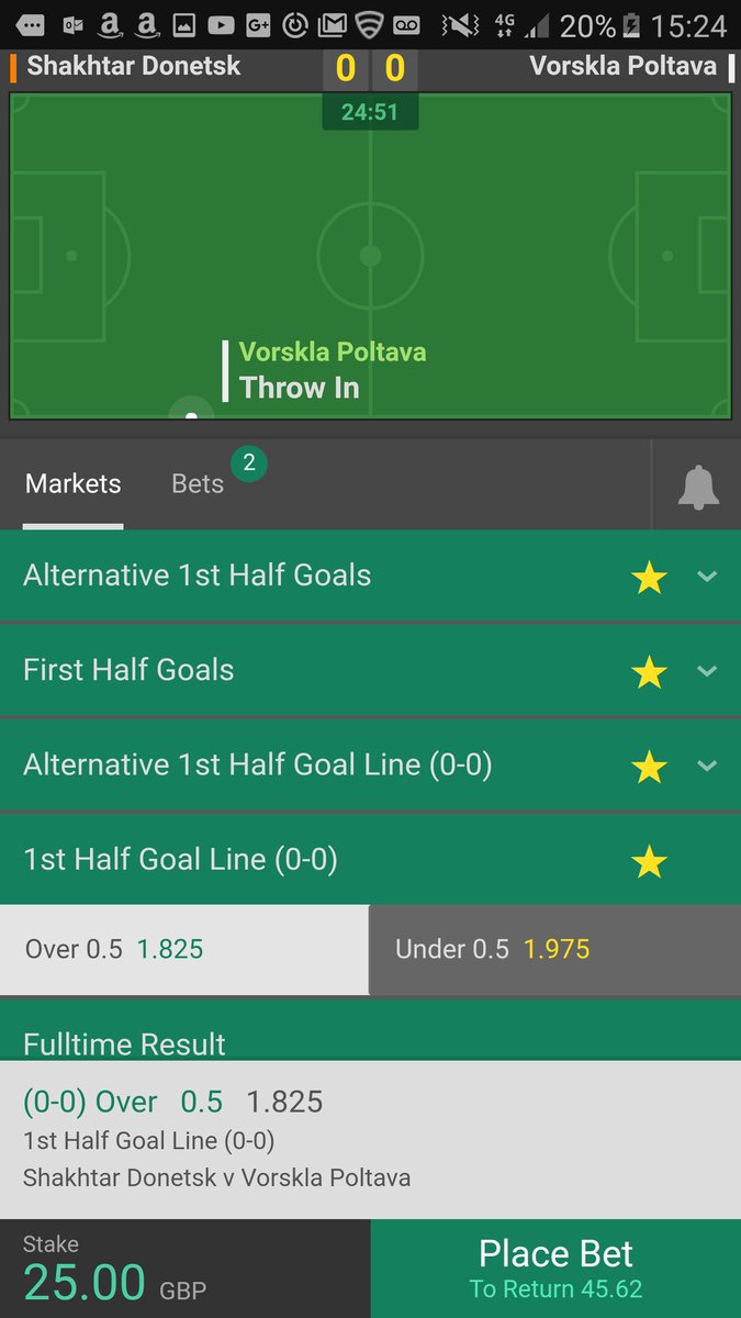 EmpireSportTips's tweet image. In play system bet: over 0.5 fhgl in shakter game at 1.825 with 5%
