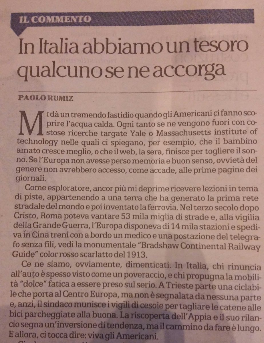 mcSiracusa's tweet photo. Paolo Rumiz su La Repubblica: #greenway il modo più rapido e meno costoso di costruire consenso e migliorare conti pubblici. https://t.co/kkUxPxMG9k