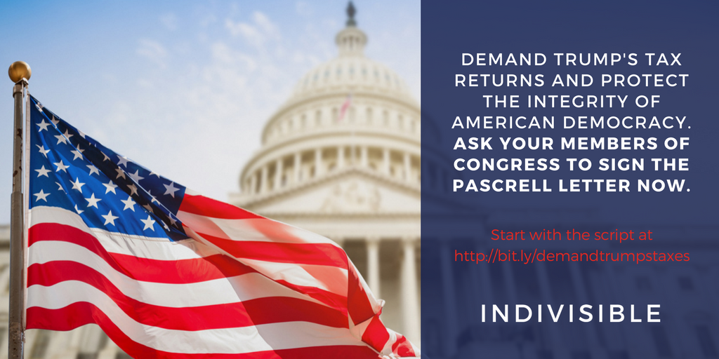 IndivisibleTeam's tweet photo. Call your members to sign on to Rep. Pascrell’s letter to demand #TrumpsTaxes. Start with the script at https://t.co/eC7pjEHFw8 #indivisible https://t.co/aGRc6gzWre