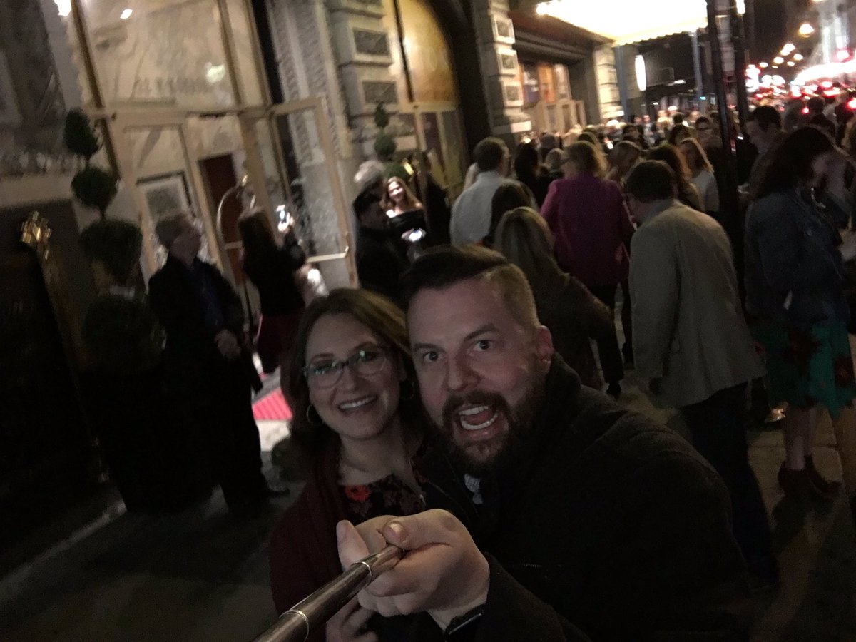 MereGifford's tweet photo. @Lin_Manuel we got engaged after seeing @#HamiltonCHI on Wednesday! He waited till after so it wouldn't distract from the show! 😂 #bestnight https://t.co/svzoB0vtih