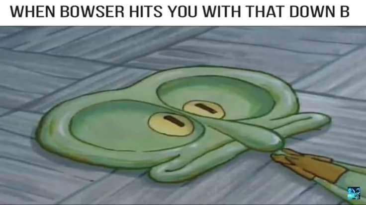 TheRektingKrew's tweet photo. @AdkinsHeath @CalebMayfield54 dat ass doe! 😂 #Bowser #Nintendo #SmashBros #Smash4 #DownB #gamerprobs #gamer #retrogamer #spongebob #ouch https://t.co/yIP4ZwKFxC