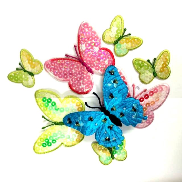 Super sweet butterfly sequinned motifs, add these to your jackets pockets to be on trend and in tune with the Spring season!
