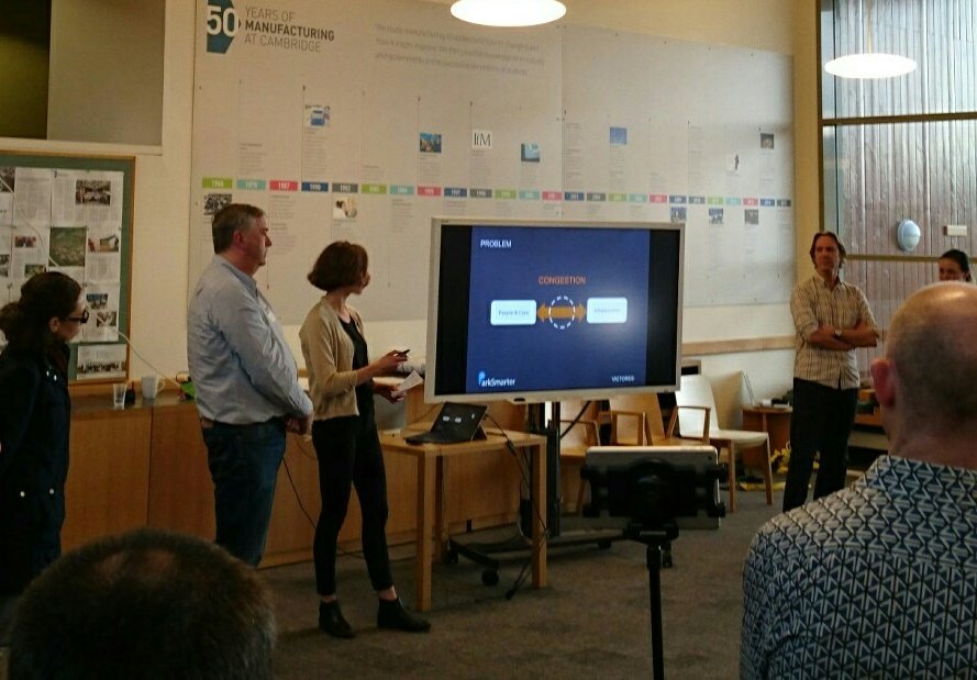 cambridgehack's tweet photo. #TeamVictores talking about using #smartparking apps to reduce #congestion #TransportHack https://t.co/iWudKkNNp7