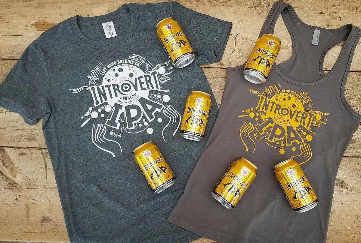 Introducing #lefthandcans newest member: Introvert session IPA! To celebrate, today only get both a tee or tank AND a 6-pack for just $15!