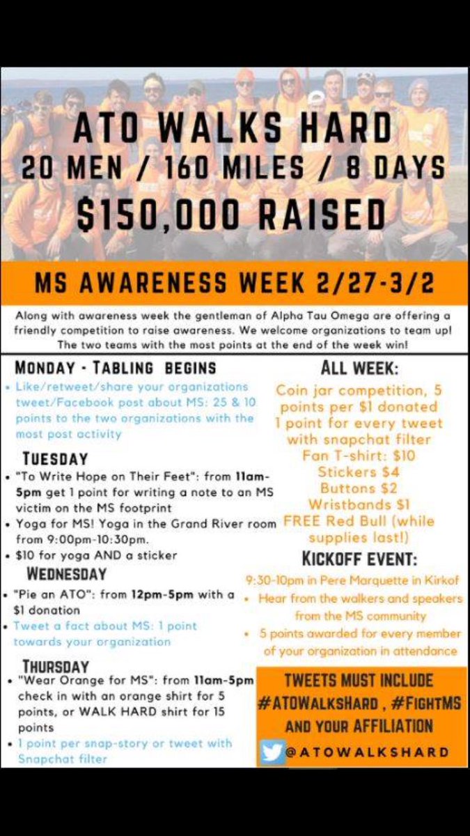 ATOWalksHard's tweet image. TOMORROW starts our awareness week! ONE WEEK from #ATOWalksHard here are the details for the week!
