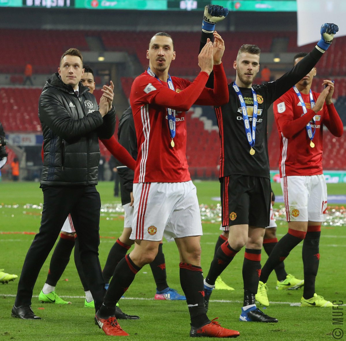 ManUtd's tweet photo. A second #MUFC trophy and 26 goals already in the bag this season - yet @Ibra_official still wants more! https://t.co/DqEQETmWJp https://t.co/7lOAt7Nc0j