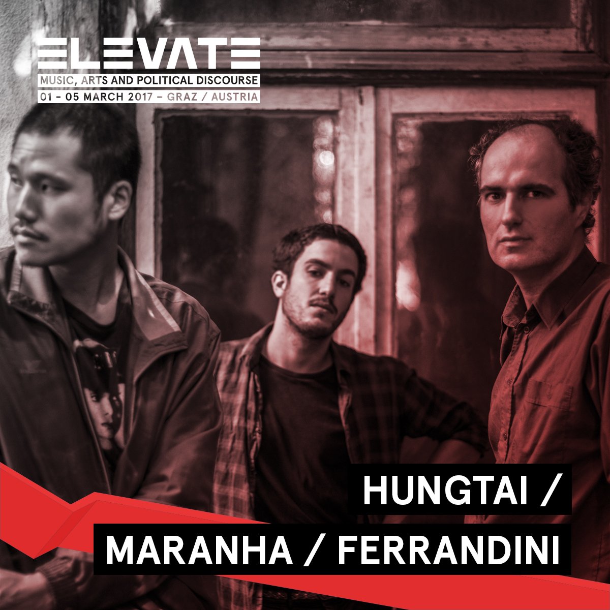 Energetic jazz escapades through noise and free improv -- the Hungtai / Maranha / Ferrandini trio elevate.at/en/arts/hungta… #ElevateFestival