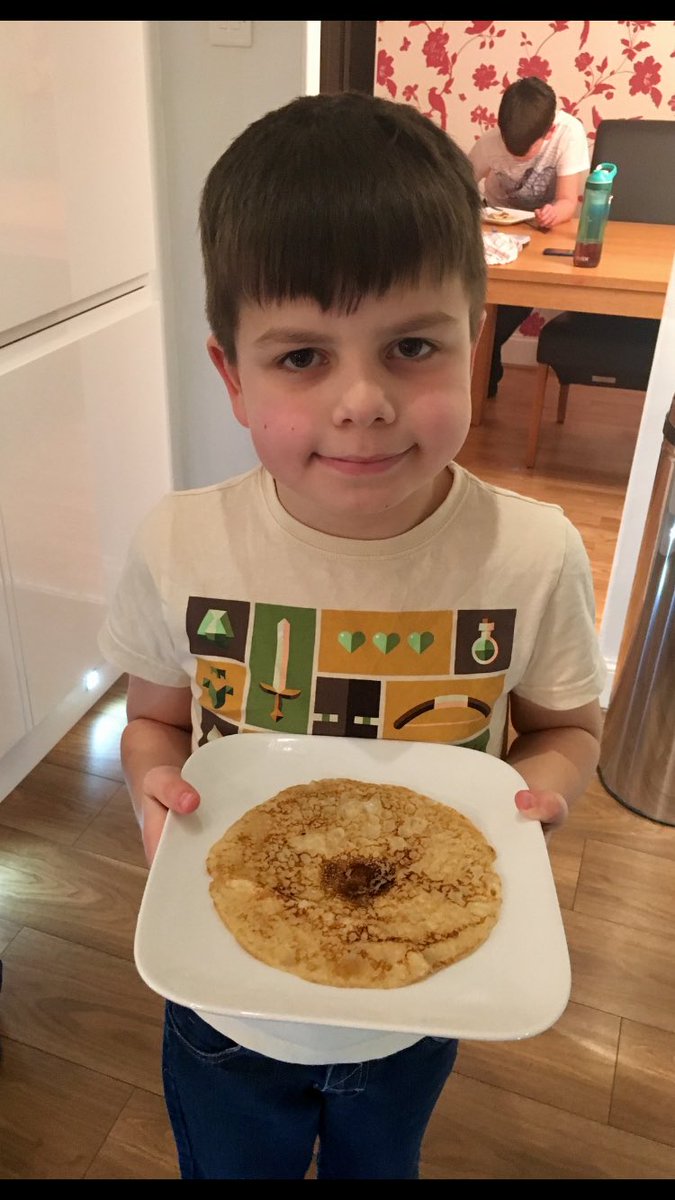 AlexSheach's tweet photo. Pancake day arrived early! Cole and Blair making delicious pancakes - yum yum! @MissWalkerP6W and P4 Miss Mitchell @MorayPS #MorayLit2017 https://t.co/ywlR1gXIYd