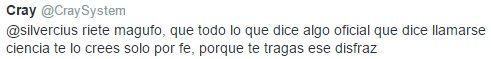 riete magufo, que todo lo que dice algo oficial que dice llamarse ciencia te lo crees solo por fe, porque te tragas ese disfraz