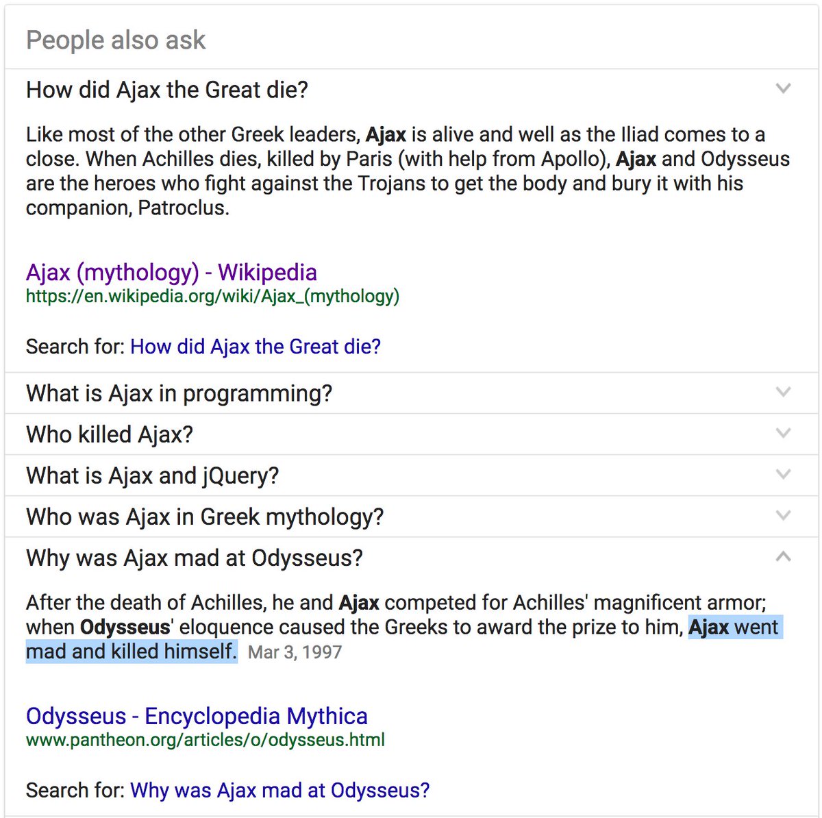 sturdynut's tweet image. &quot;Unfortunately, Ajax went mad and killed himself.&quot;  Sad!

#AJAX #MakeAjaxGreatAgain #FrontEndHumor