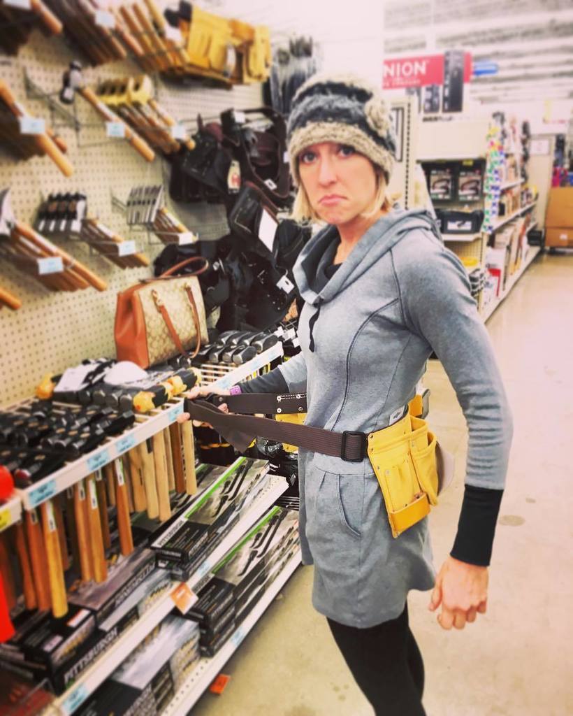 WideSmiler's tweet photo. Tool belt hunting. Guess I'm not the target demographic size. #chickswithtools #homeimprov… https://t.co/ldGt9WXWGM https://t.co/HIO8Jhc6Cf