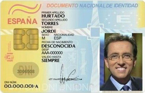 DNI ficticio de Jordi Hurtado