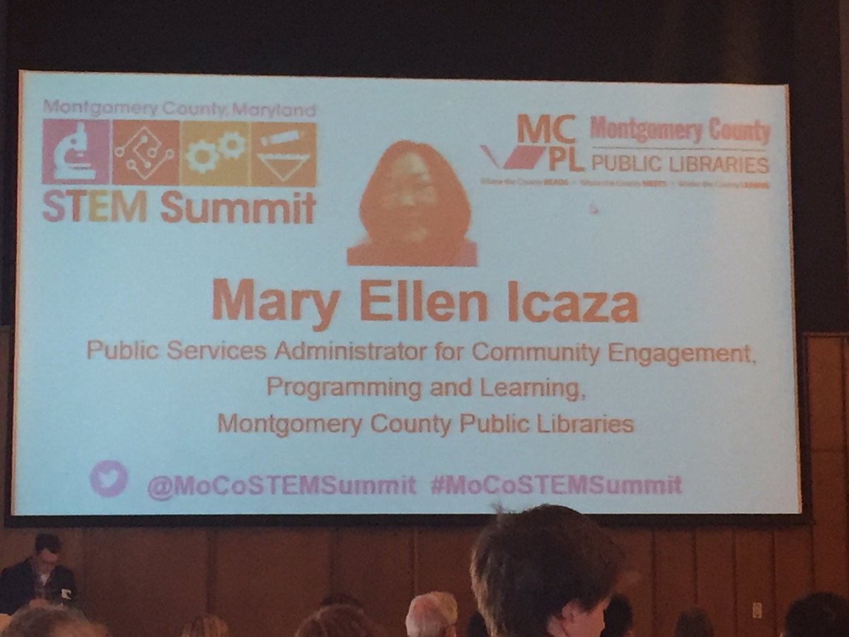 hvanpuymbroeck's tweet photo. Great to hear community partners discuss programs offered for our students! #MoCoSTEMSummit @MCPSSLMP @MCPL_Libraries @KIDMuseumMD https://t.co/lCagnzx0Xs