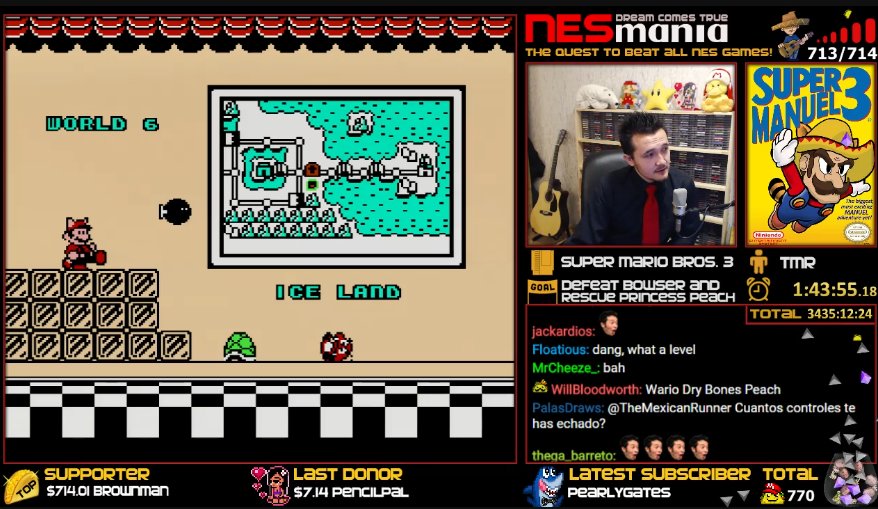 BigJon06's tweet image. Congrats to @TheMexicanRuner on beating ALL 714 NES GAMES with a time or 3435:12:24 - PB HYPE! - The 1st person in HISTORY to do so!