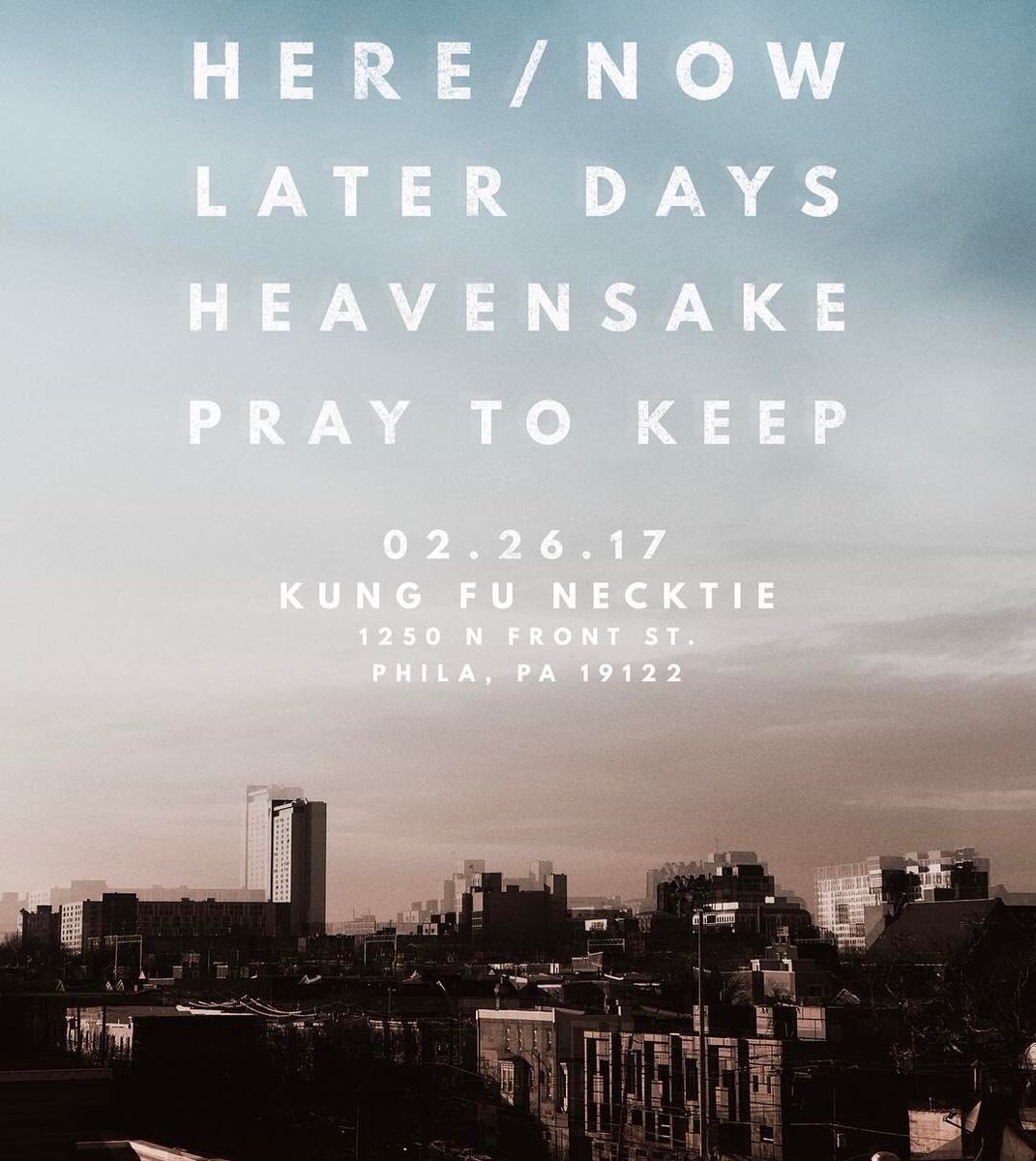 aftermathcoll's tweet photo. [TONIGHT] at @kungfunecktie 
@laterdaystx #HereNow #Heavensake #PrayToKeep
INFO: https://t.co/9GdBTlZfw5 https://t.co/O1tiXCf6p9
