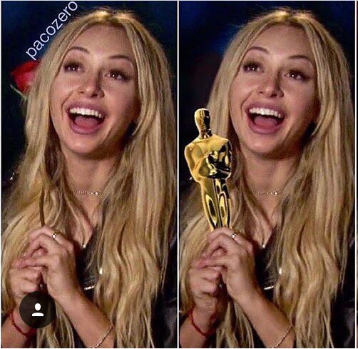 CorinneOly's tweet photo. Rose, oscar, same thing? 😂 #teamcorn https://t.co/bls5V2NCqH
